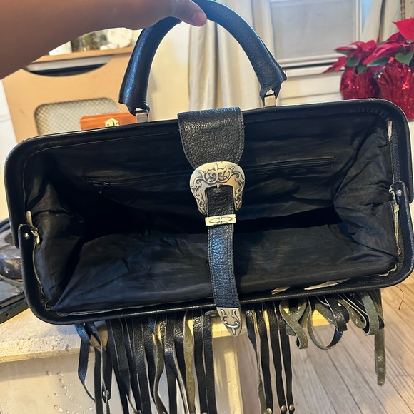 Black leather dob kit style bag - Picture 3 of 3